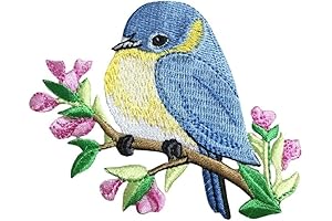 Blue Bird Symbol of Happiness Sew or Iron on Patch, 3.5" Embroidery...
