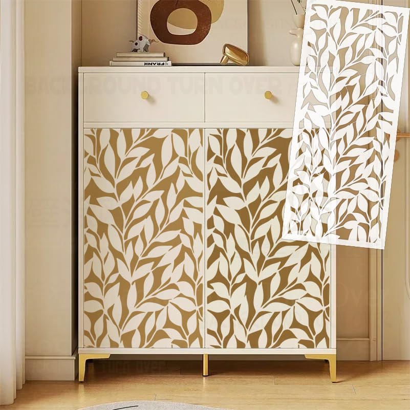 Pochoirs muraux en forme de feuille de 121 cm - Modèles de peinture personnalisés extra larges - Réutilisable - Géant portable - Motif de maçonnerie...