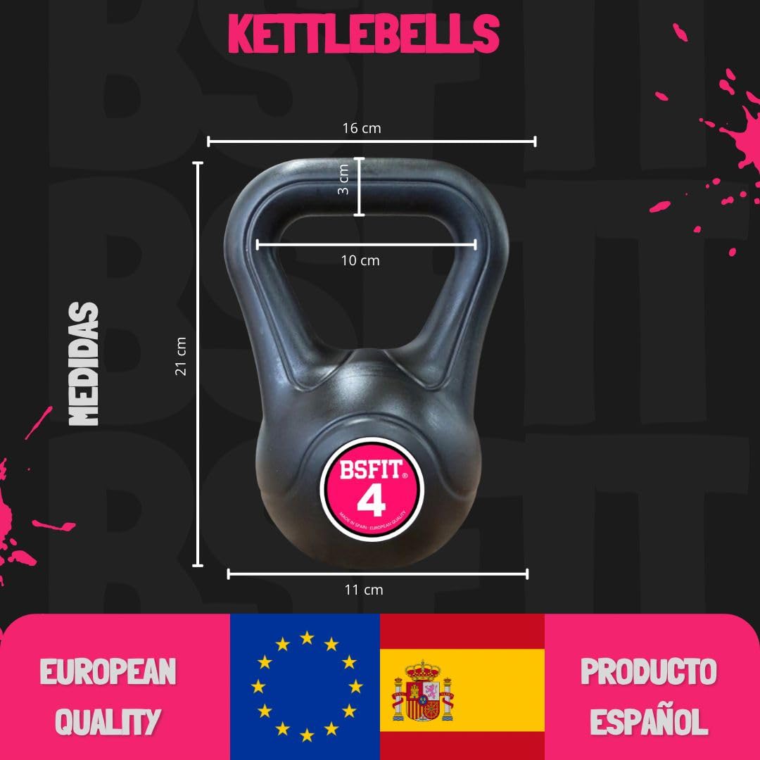 Set de Kettlebells BSFIT – Pack de Pesas Rusas de 2 o 3 Unidades, Pesas Rusas Antideslizantes para Fuerza, Fitness, Cross Training, Gimnasio y Entrenamiento en Casa
