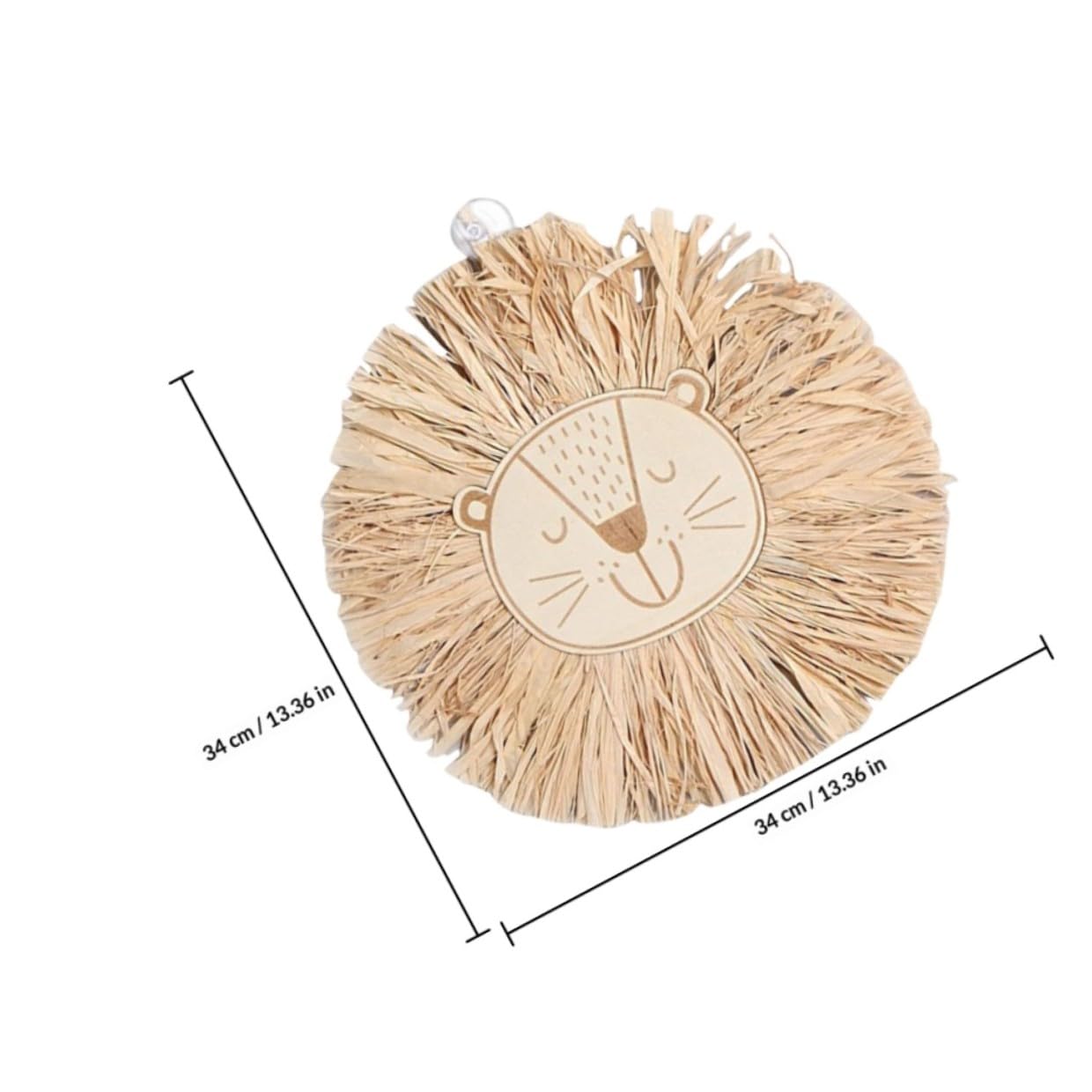 Veemoon Nordische Wanddekoration aus Bast mit Handgewebtem Löwenkopf 2 Stück Raffia Wandornament für Wohnzimmer und Schlafzimmer Skandinavischer Stil