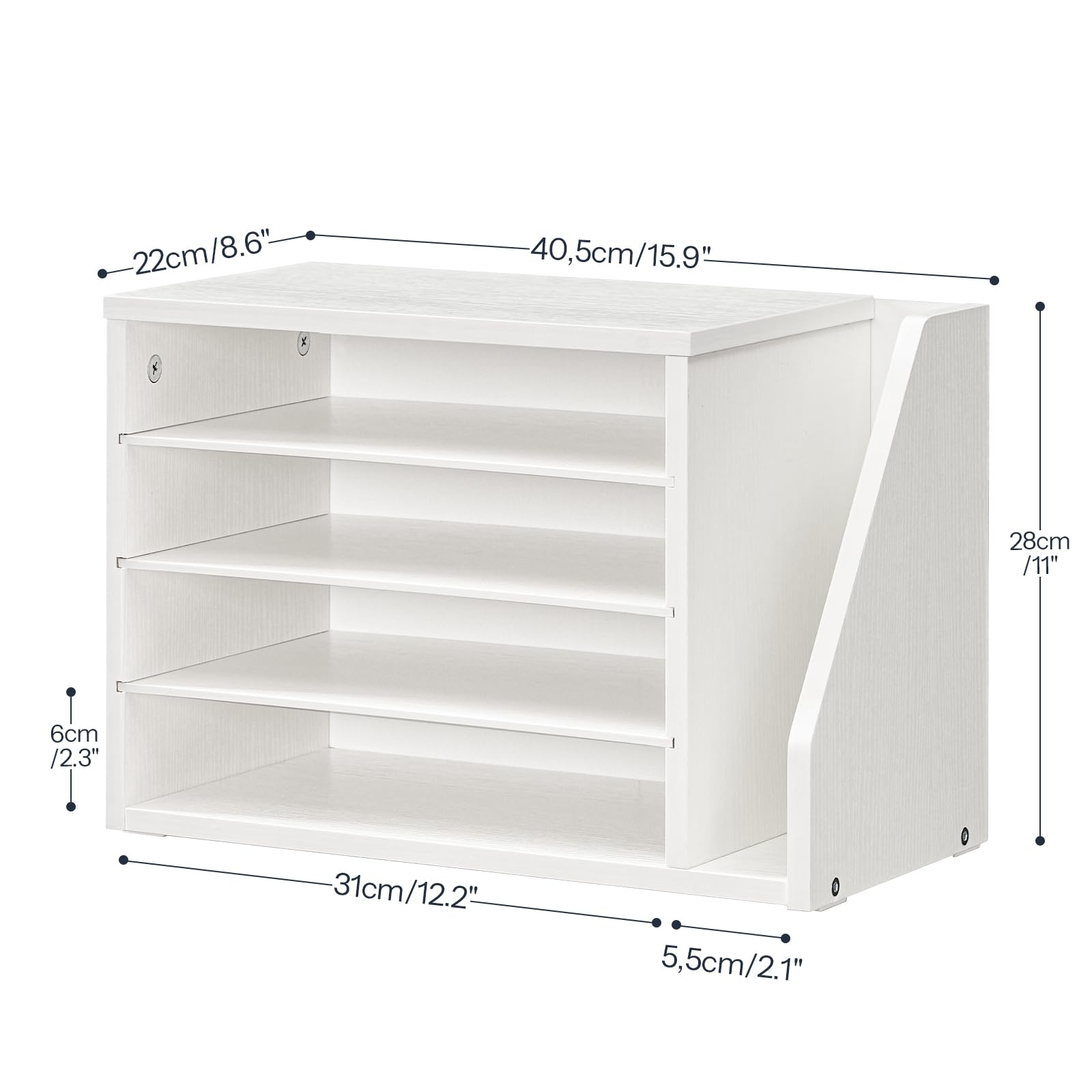 HOOBRO Holzwerkstoff Schreibtisch Organizer, Dokumentenablage, Aktenablage, Briefablage, Schreibtisch Organizer, Büro Aufbewahrung für Akten, Post, Umschläge, Zeitschriften, Weiß EWT41WF01
