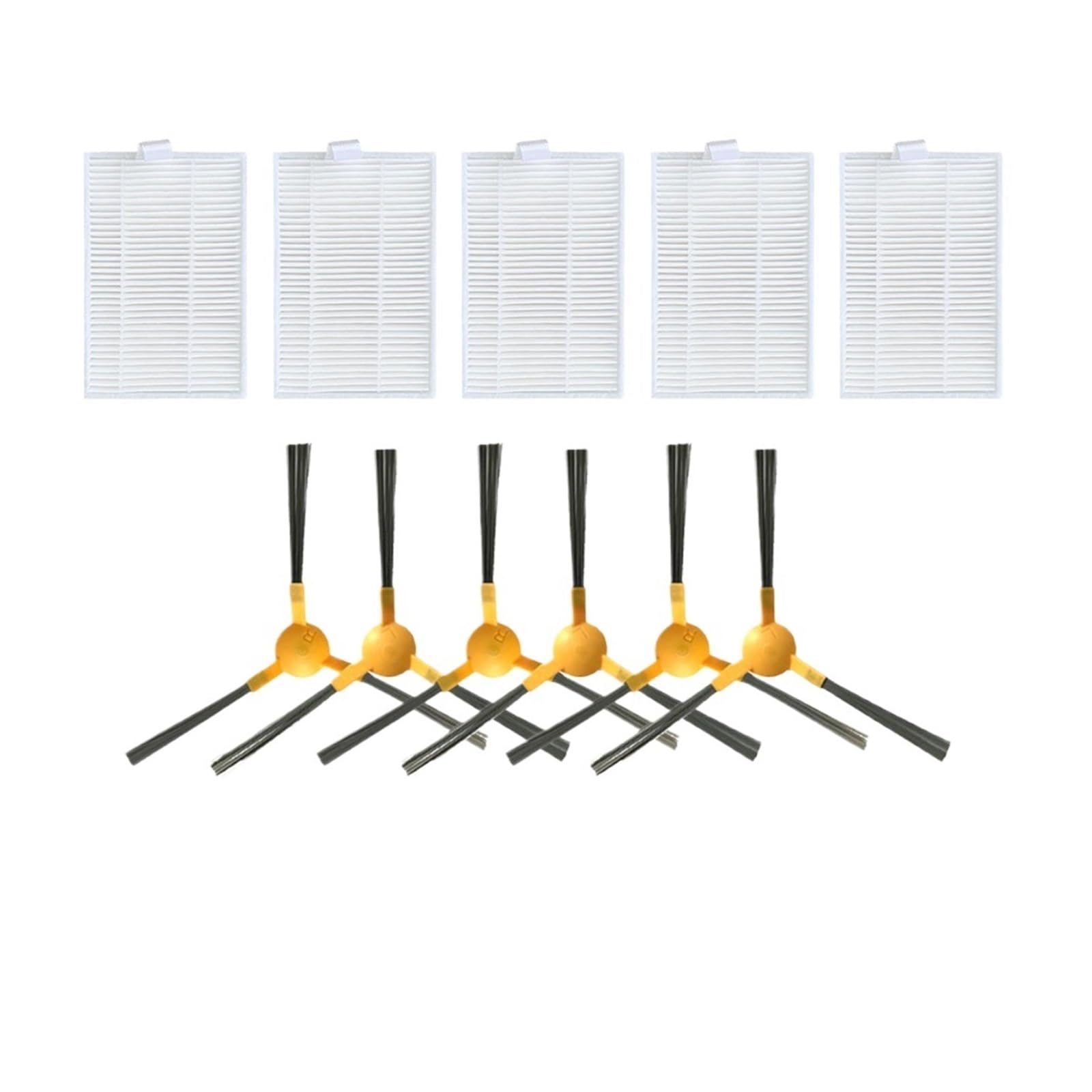 Kicici Accessories Compatible With ABIR X5 / X6 / X8 Genio Navi N600 Robotic Vacuum Cleaner 3-Arms Side Brush Hepa Filter Replacement Spare Parts(Set D)