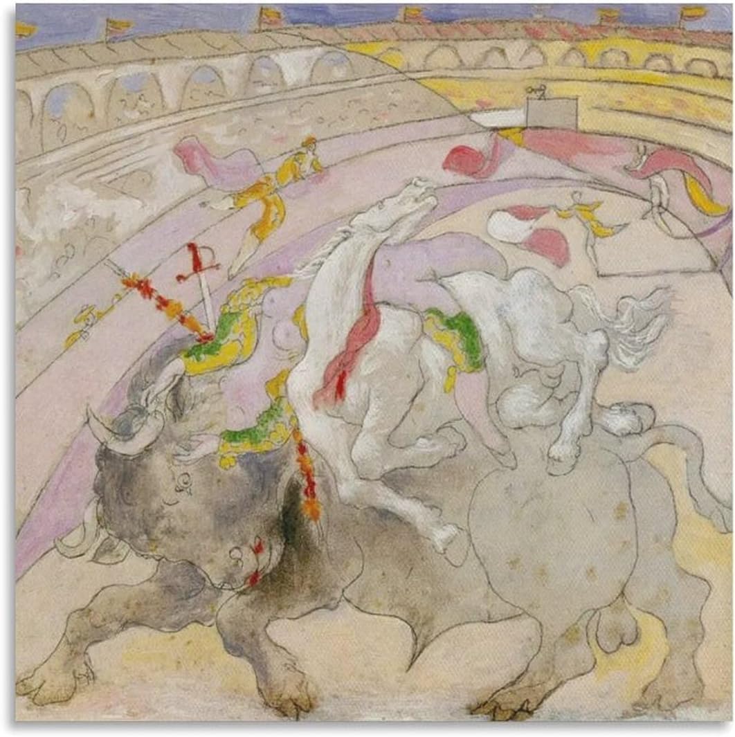 QSDTGHUIKP A Woman Bullfighter by Pablo Picasso Poster and Prints Abstract Canvas Painting Picasso Wall Art for Office Picture Decor 40x40cmx1 Frameless