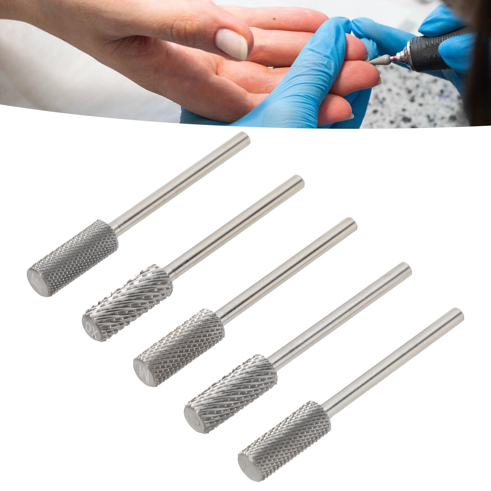 Juego de Brocas Profesionales para Uñas, Herramientas de Molienda Duraderas de Carburo de Tungsteno para Salones y Uso Doméstico, 5 uds.