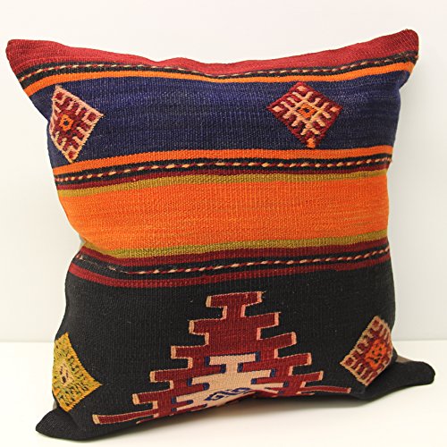Kilimwarehouse Throw Pillow Cover 20x20 inch (50x50 cm) Retro Pillow Living Room Kilim Pillow Cover Novelty Home Decor Handmade Kilim Cushion Cover Decorative Pillow