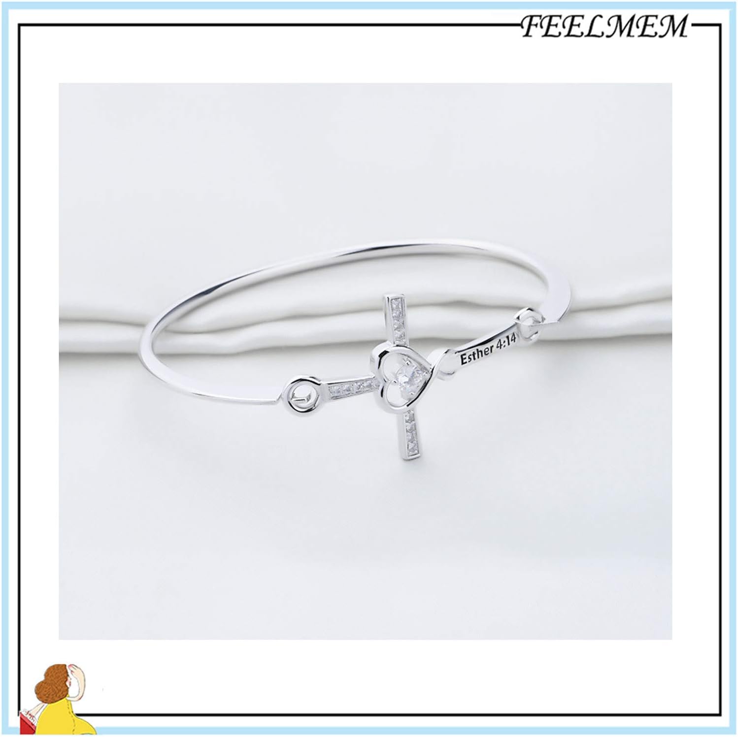 FEELMEM Bible Verse Esther 4:14 Cross Bracelet Perhaps This is The Moment for Which You Have Been Created Infinity Cross Bangle Religious Jewelry Gift for Women Girl - Image 3