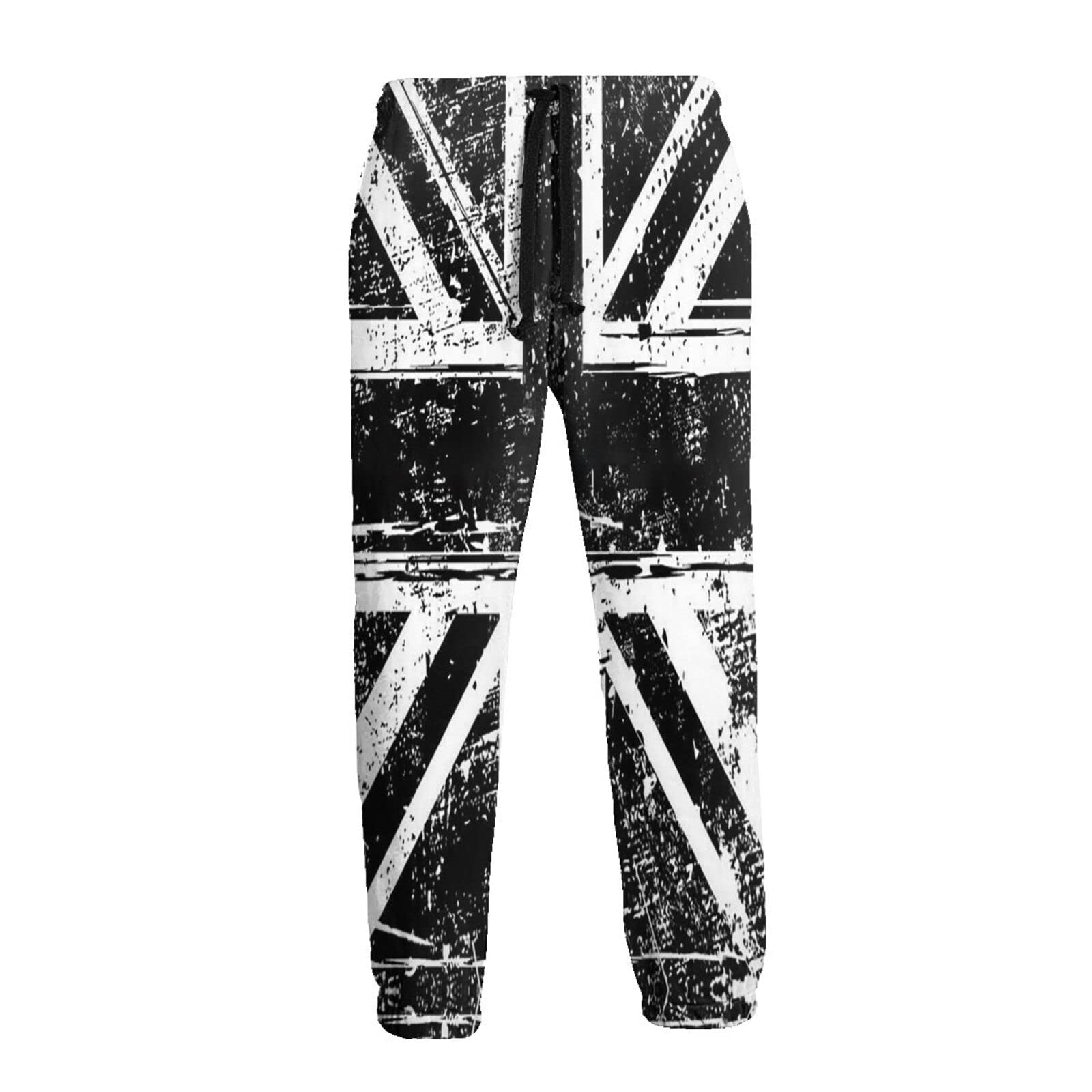 Ufuson White and Black British Flag England Mens Sweatpants 3D Print Jogger Pants Casual Sportswear