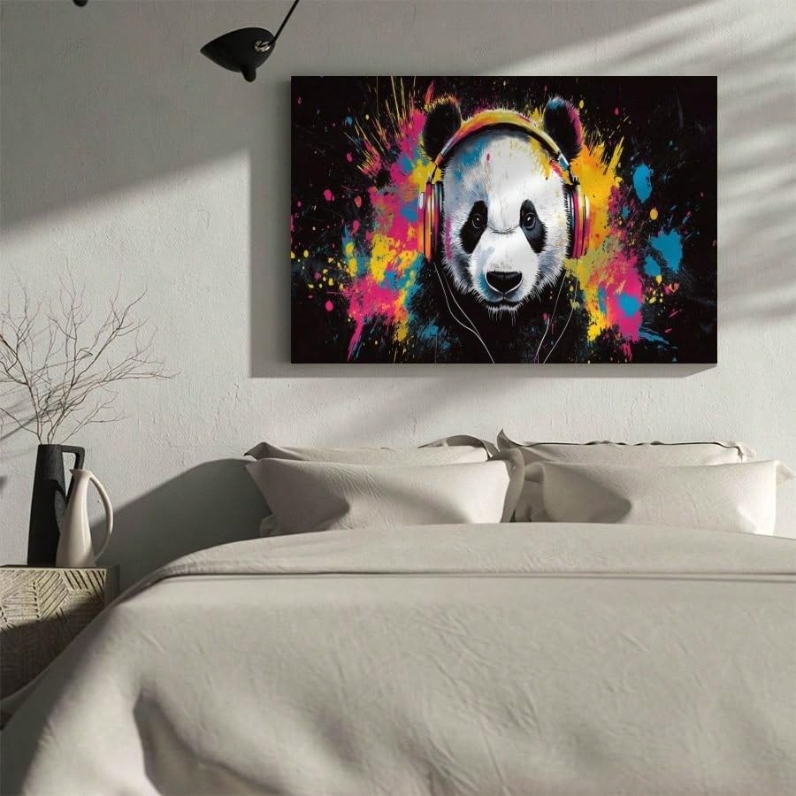 Toile imprimée panda grand format pour un salon zen et chaleureux