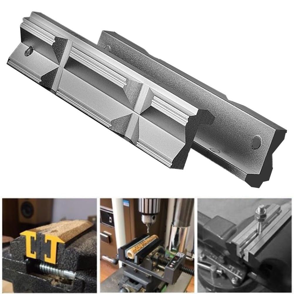 1 paire de mâchoires en alliage d'aluminium de type V, étau en acier de fraisage, mâchoire rigide, clip en V facile à saisir et à installer pour CNC (10,2 cm)