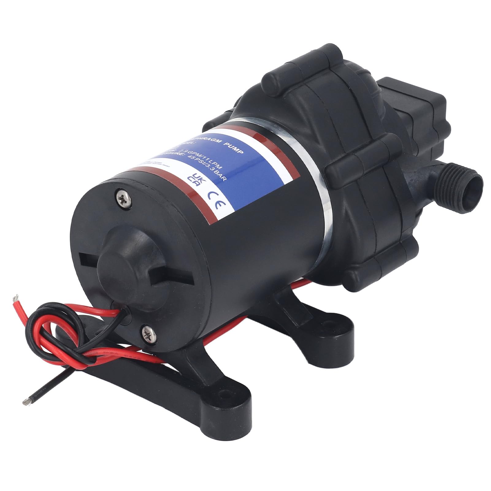 LiebeWH Elektryczna Samozasysająca Pompa Membranowa Silnik Miedziany Pompa Ciśnieniowa Wody 45 PSI 2,9 GPM Mini Przenośna do Jachtów Morskich RV Zaopatrzenie w wodę Łodzie Samochody (12V)