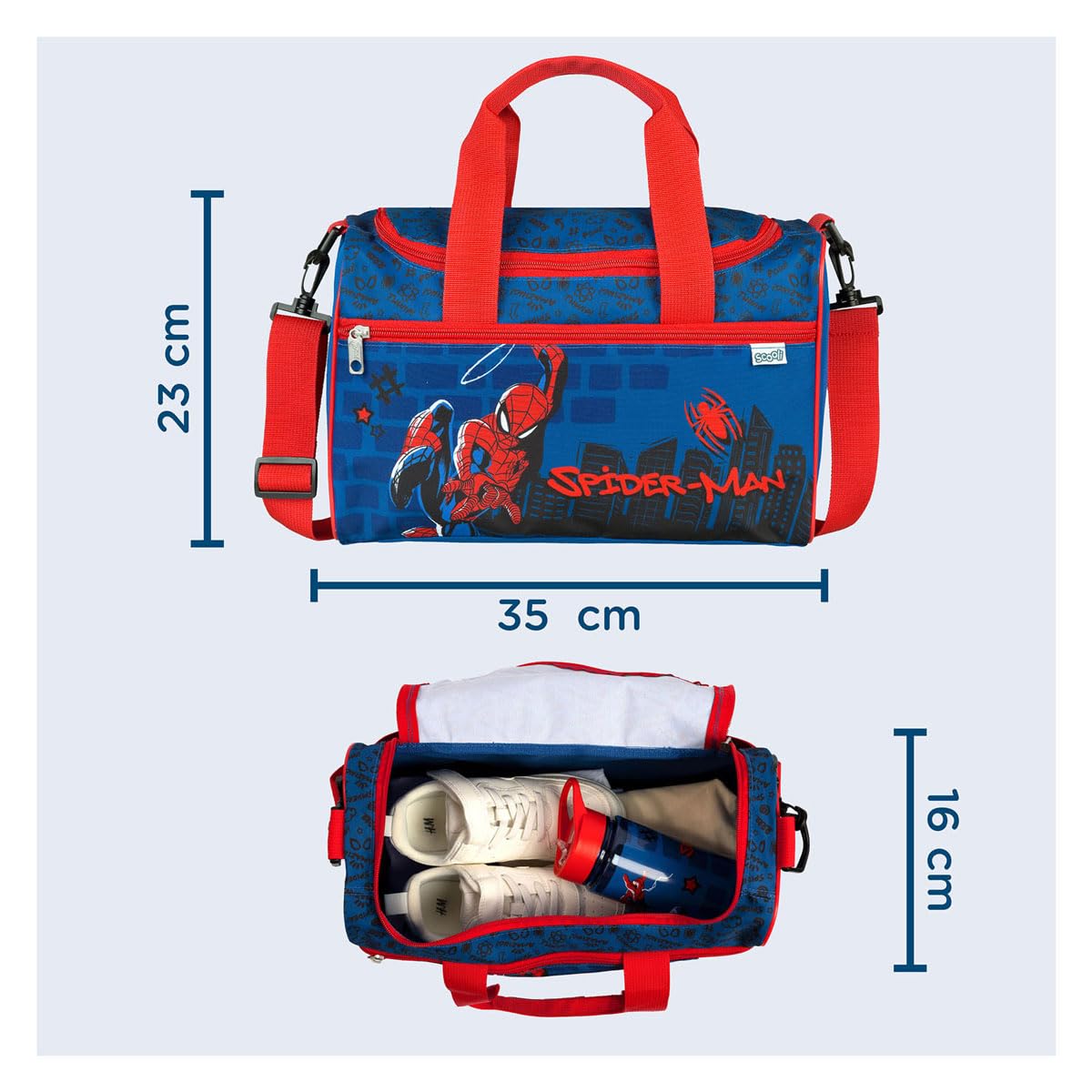 Spider-Man Borsa Sportiva Bambini 33 x 22 x 10 cm 8 Litri Blu/Rosso