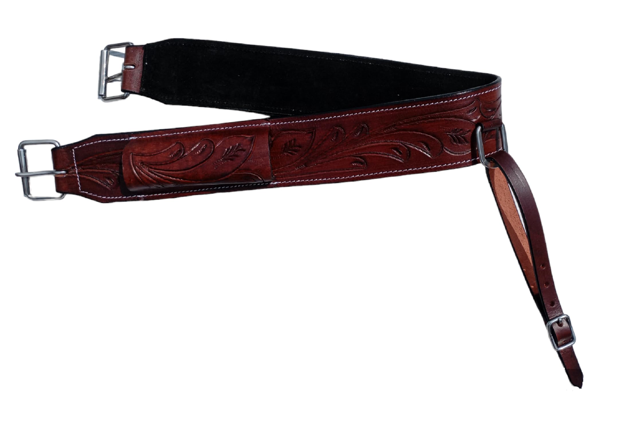 Acerugs BLACK LEATHER FLANK CINCH SET BACK CINCH WESTERN SADDLE HORSE