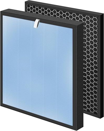 HSP001 Filtro HEPA de repuesto para filtros purificadores de aire HSP001, 4 en 2 H13 True HEPA filtro con prefiltro de carbón activado, 1 paquete