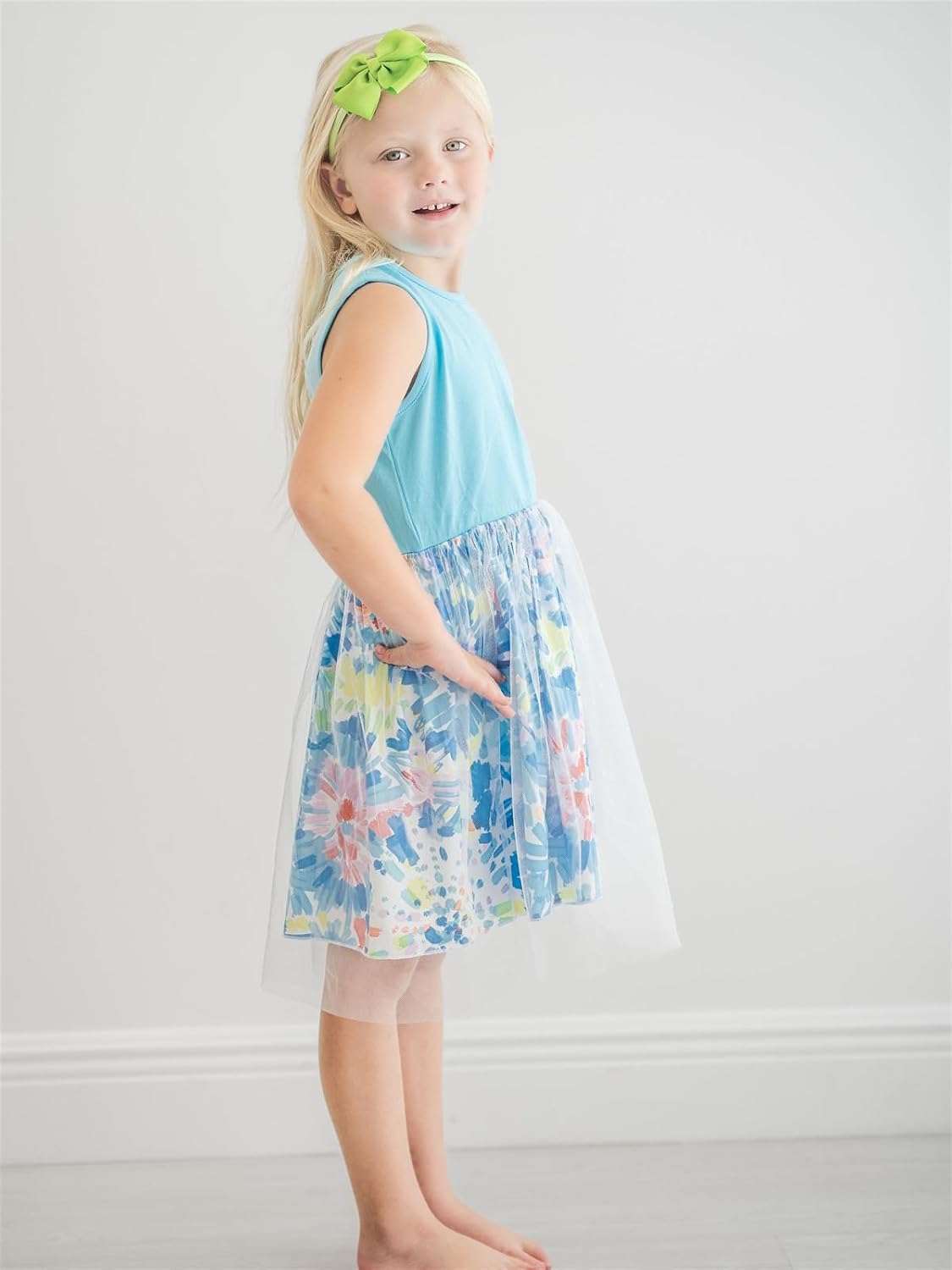 Vieille Girl Dress Casual Sleeveless Tutu Tulle Sundress for School Party