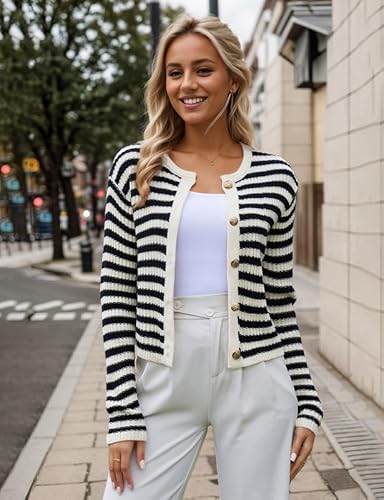 トップス Double Stripe Knit Cardigan / Brown Double Stripe Knit Cardigan/Brown｜PERVERZE | パーバーズの