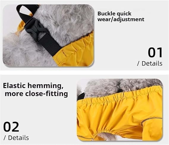 Dog Snowsuit with Attached Boots,Waterproof Dog Rain Boots with Suspender,Anti Dust Pants Withs Shoes for Dogs,Outdoor Adjustable Dust-Proof Pants Paw Protector for Walking Hiking (Yellow,X-Large)