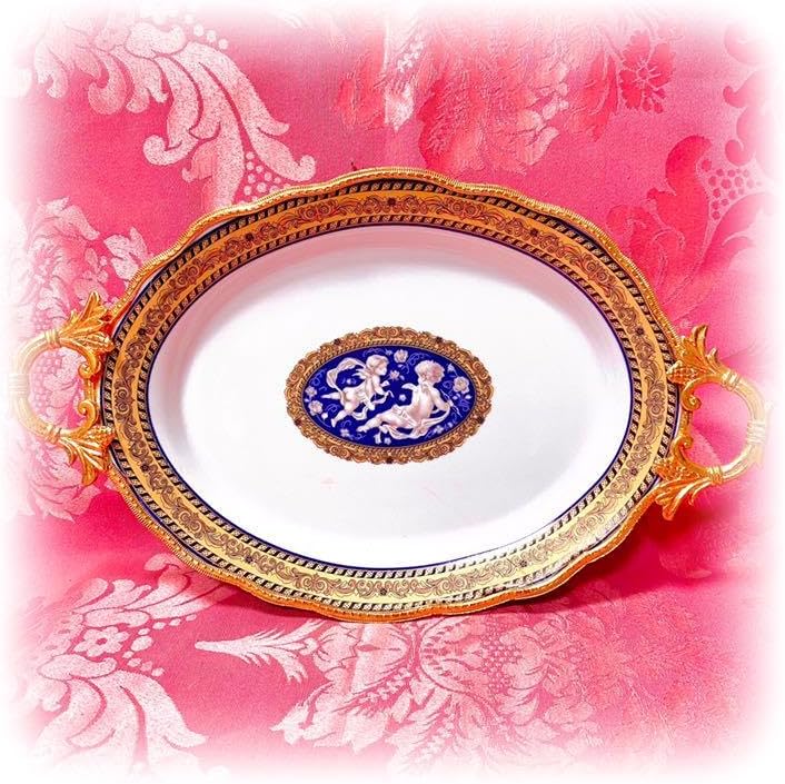 天使 エンジェル アンティーク 金縁 プレート オードブル 皿 猫脚