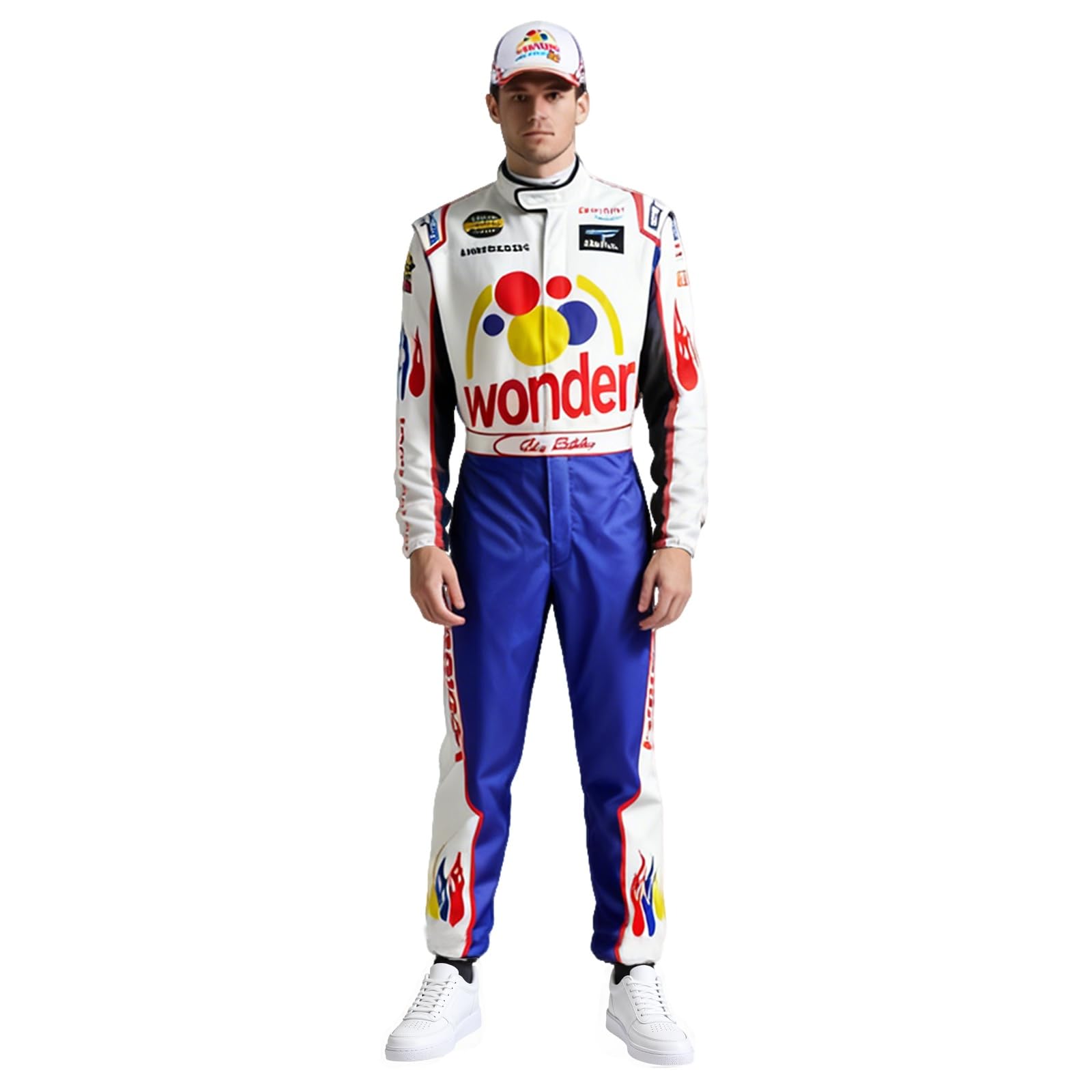 Xelyelmo Ricky Bobby Costume Talladega Nights Jumpsuit Wonder Bread Costume Cosplay Party
