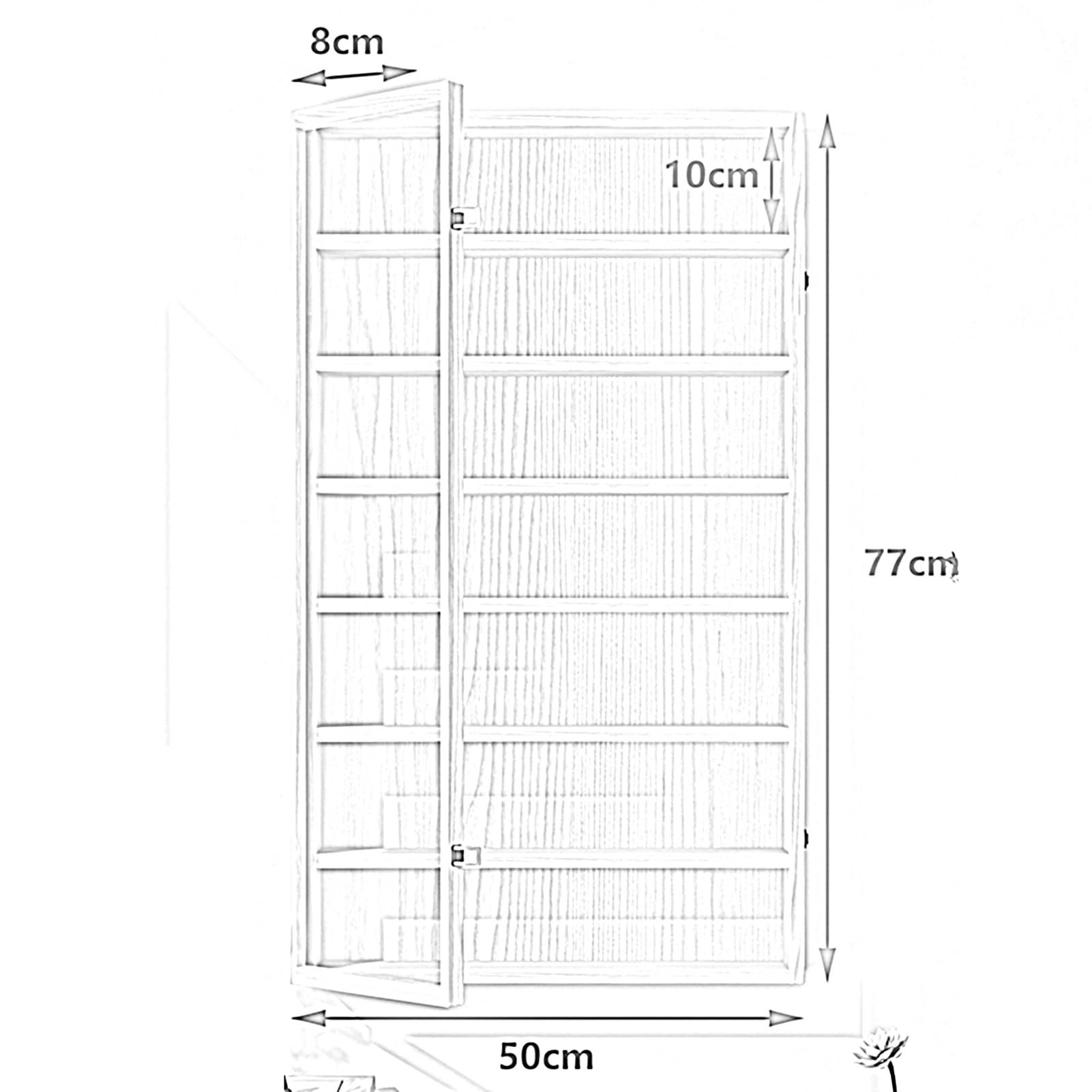 Vetrina in legno a 8 strati per oggetti da collezione, mensola portaoggetti a parete per giocattoli, figure nize in soggiorno, camera da letto, ufficio, sala giochi (50 x 8 x 77 cm)