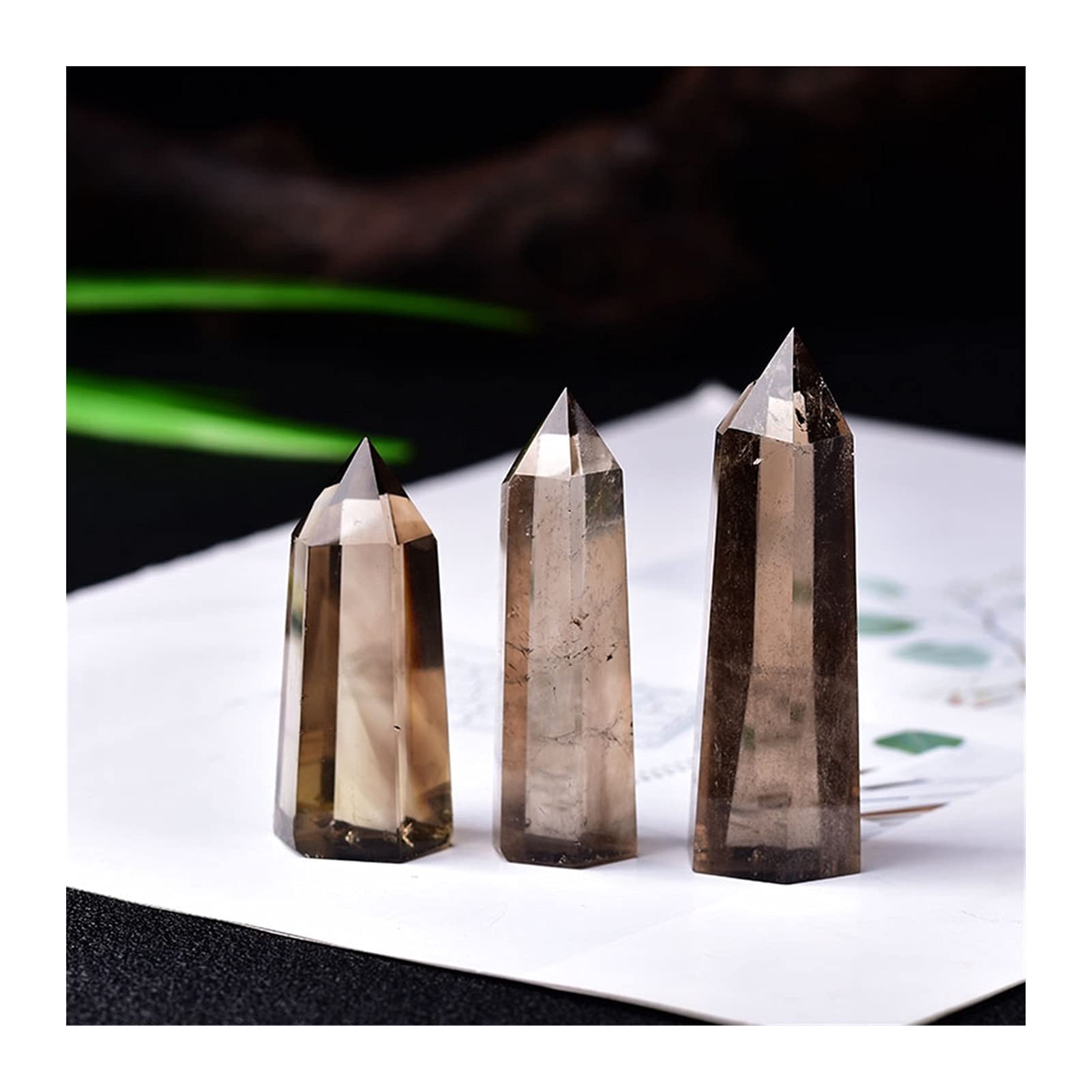 Kolekcje domowe 1 szt. naturalny kwarc herbata kryształ punkt dymny kamień sześciokątne pryzmaty kwarcowy różdżka obelisk kamień DIY prezent (rozmiar: 40-50 mm)
