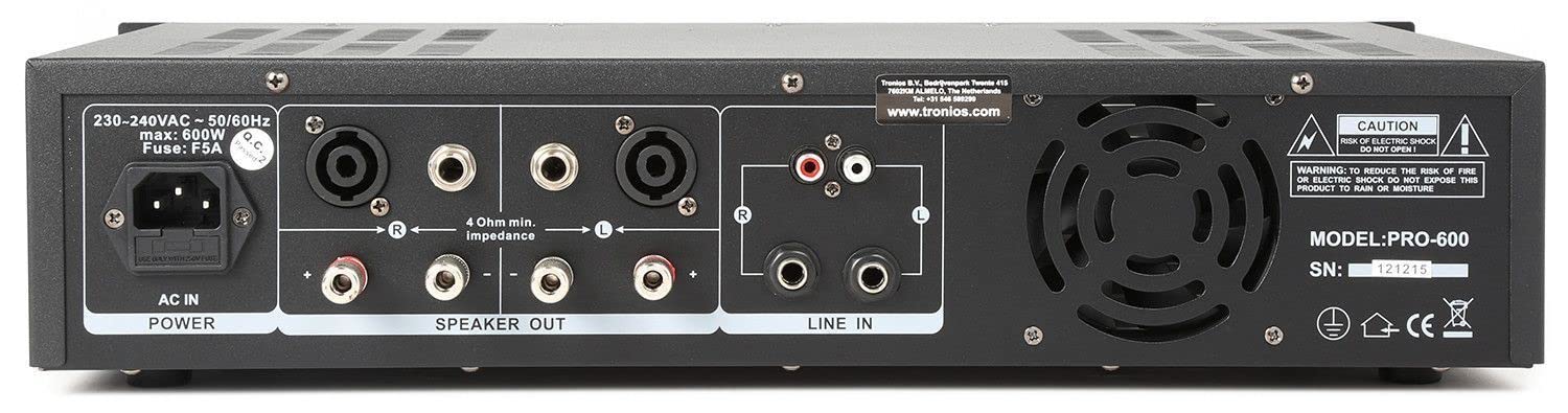 Skytec Amplificateur Professionnel SKY-600B, 2x 600 Watts Noir, Sonorisation, Rack 19“, Ventilateur Silencieux, Puissance Max 1200 Watts, Utilisation Mobile, DJ, Concerts, Fêtes