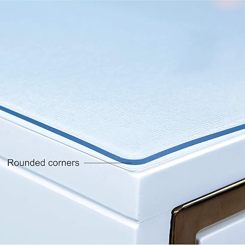 Miniatura 3 de Geovne Mantel de plástico resistente de 0.079in de grosor, protector de mesa transparente, esquinas redondeadas, protector de mesa de PVC, protector