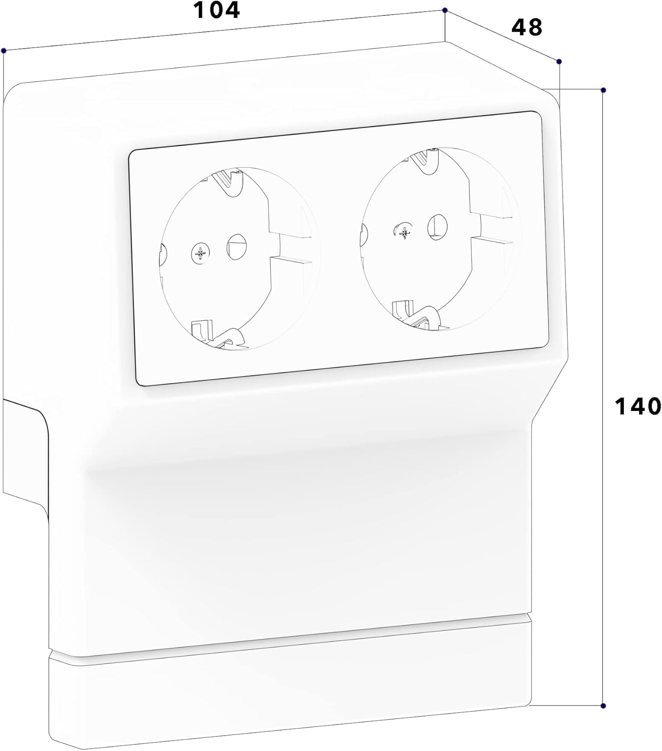 Obtutu Habengut 2-Way Socket Unit for Skirting Board 50 mm Contents: 1 Piece