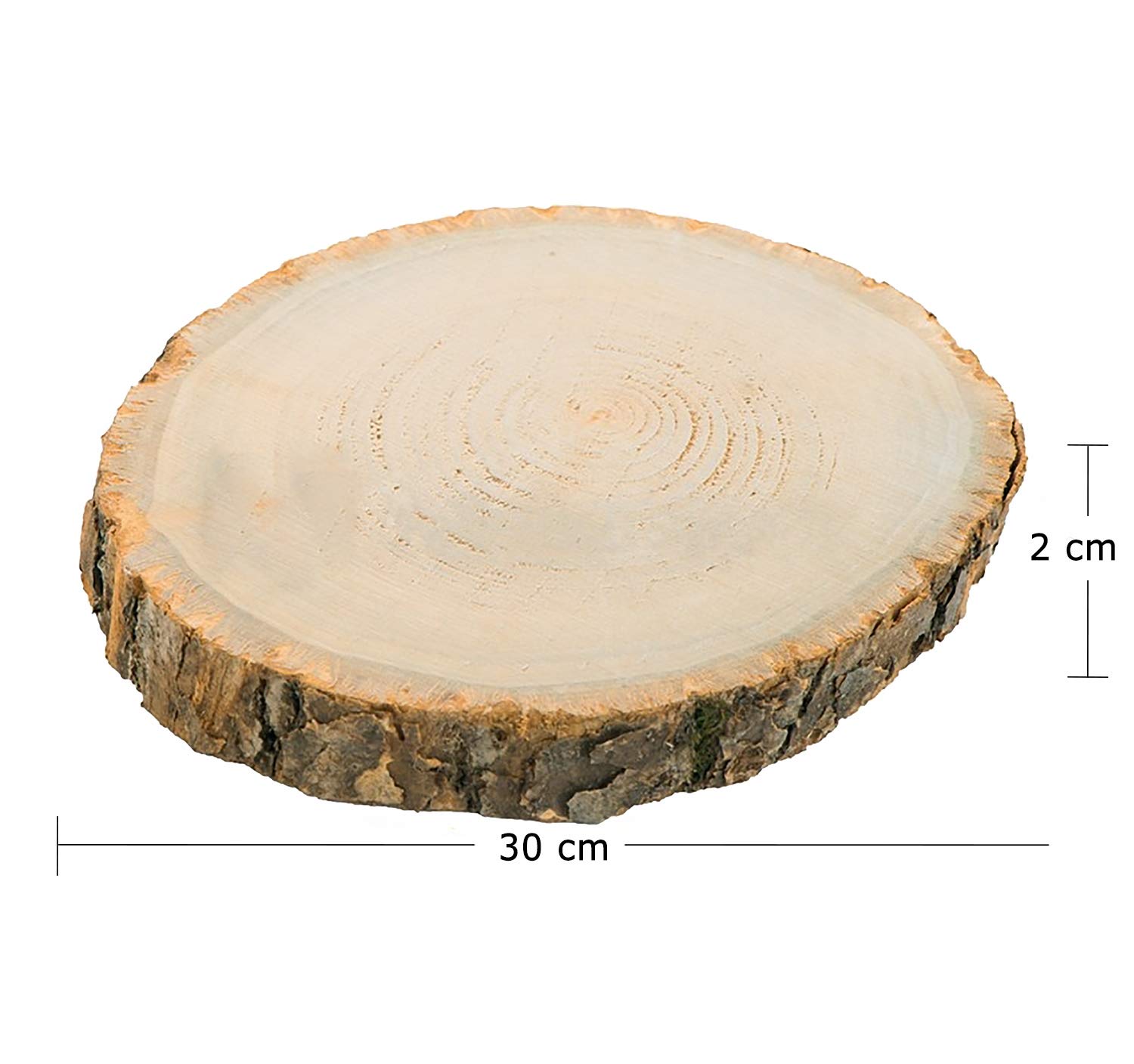 Discos de madera natural para bricolaje, manualidades, decoración de bodas, 12 – 38 cm de diámetro (30 cm – 8 unidades)
