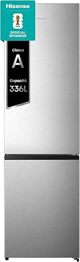 Hisense RB440N4ACA Frigorifero Combinato Total No Frost, Inox, 200x60 cm, Risparmio Energetico...