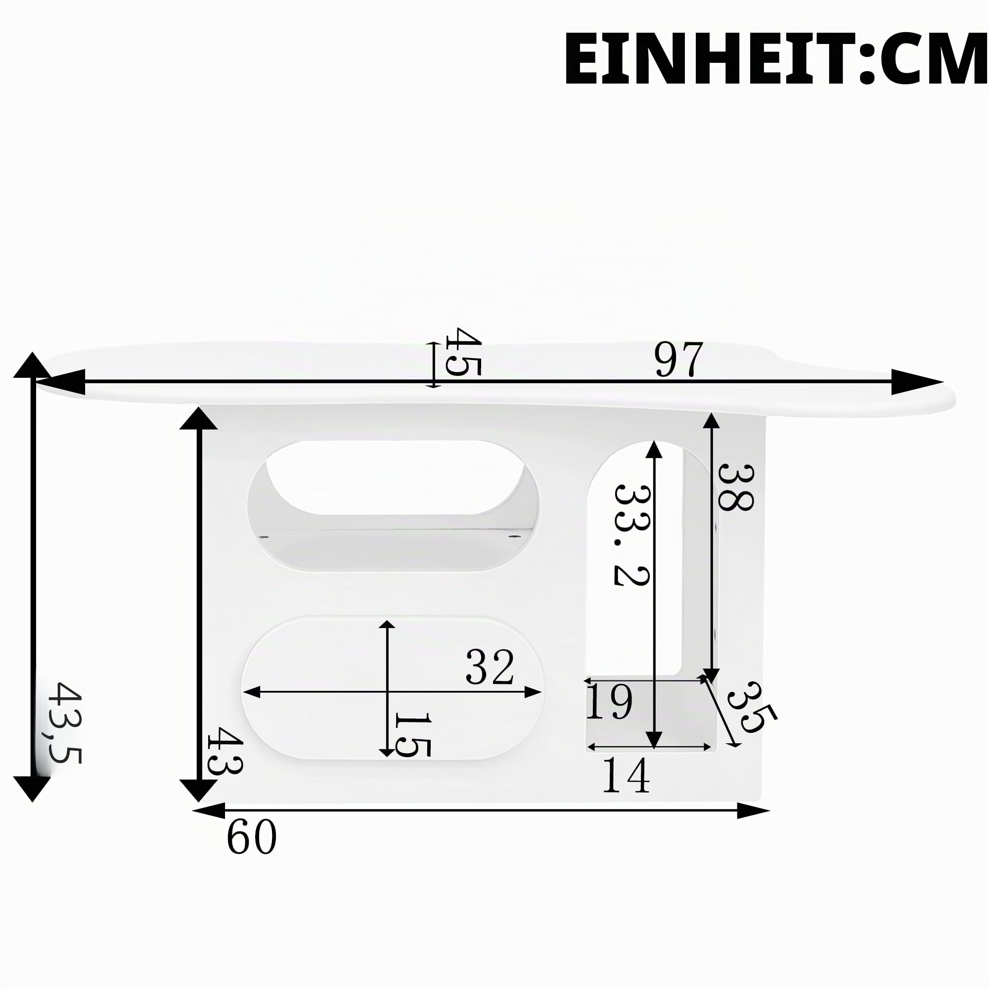 Merax Couchtisch 97x45x43,5 cm, wolkenförmige Tischplatte mit geschwungenen Schubladen und offenen Ablagefächern, für Wohnzimmer, Weiß
