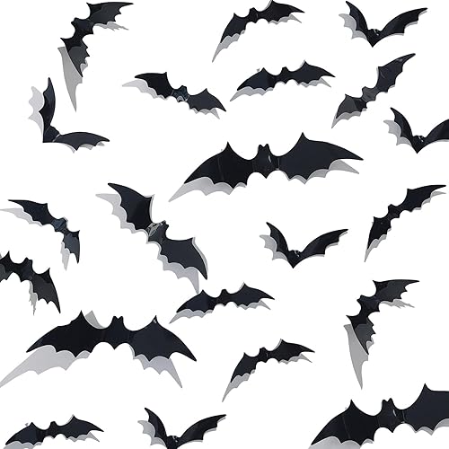 96 piezas de murciélagos para decoración de pared de murciélagos negros 3D, calcomanías de decoración de murciélagos negros en 4 tamaños,