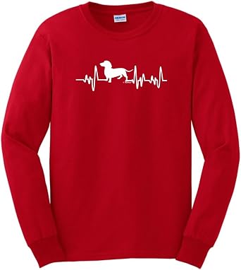Dachshund Rescue Mom Dad Dachshund Gifts Dog Lover Heartbeat Weiner Dog Long Sleeve T-Shirt 3XL Red