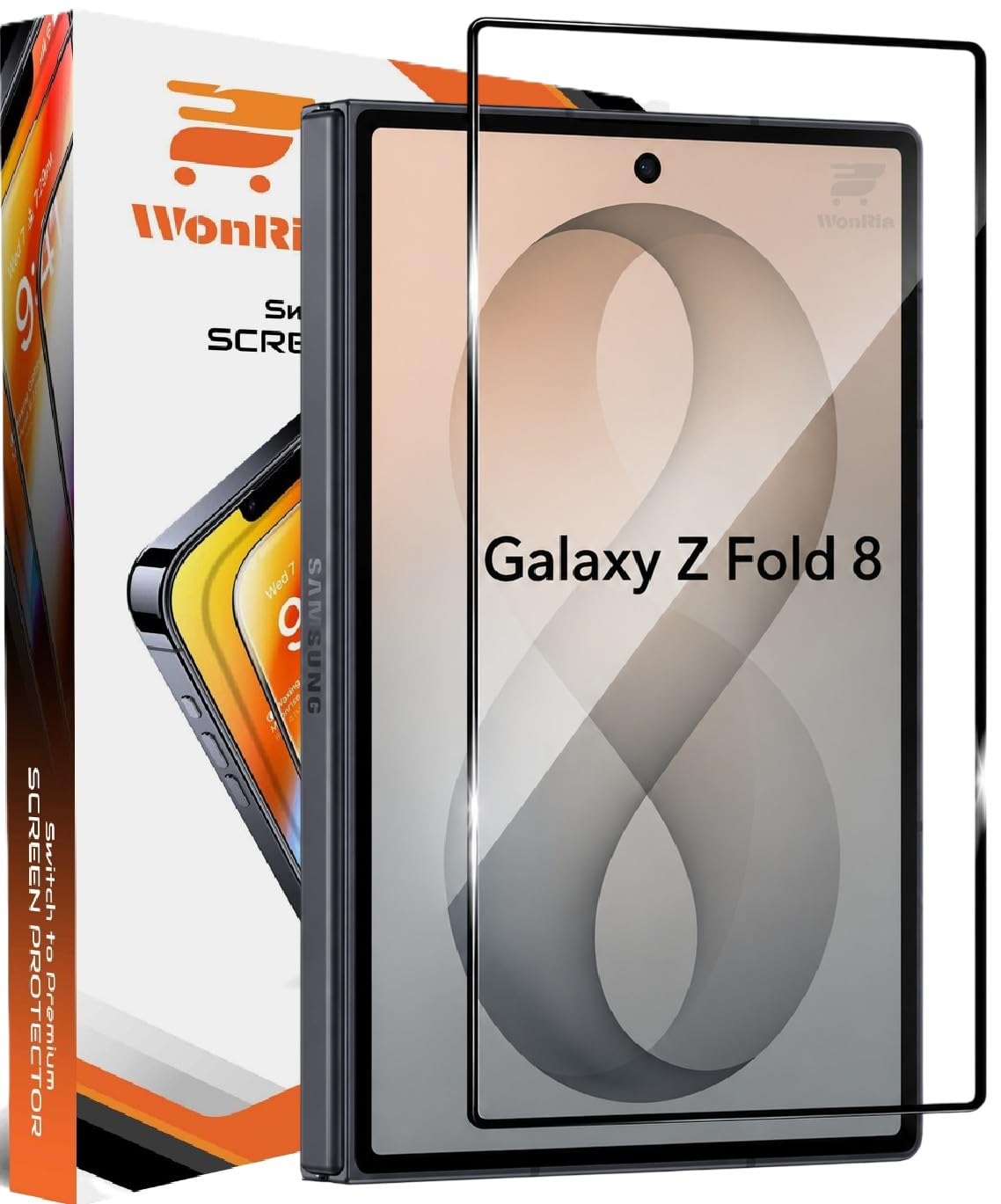 WonRia® Pack 1 - Tempered Glass Compatible with Samsung Galaxy Z Fold 8 Wide 5G Edges to Edge 9H Hardness Screen Glass Protector with Easy Installation kit-image-46