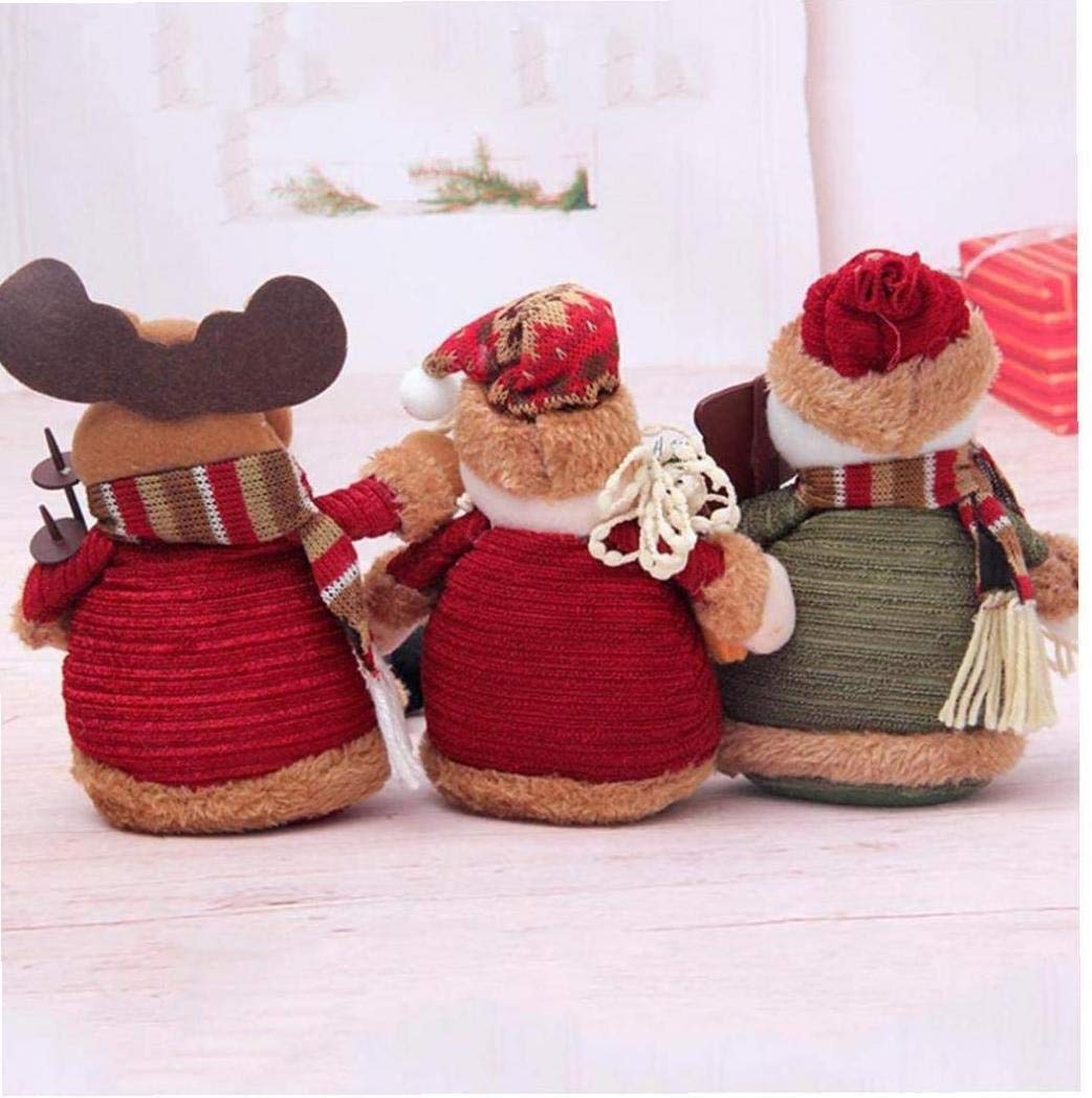KAHEIGN 3 Piezas Figuras De Peluche De Navidad, Navidad Sentado Papá Noel Monigote De Nieve Reno Decoración Navideña Figura De Piernas Largas para Decoración De Chimenea De Mesa
