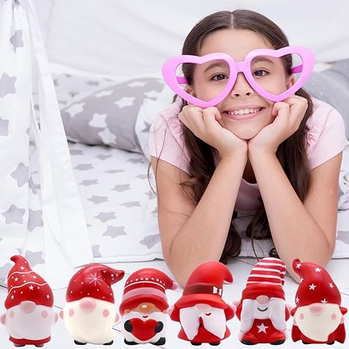 Miniatura 2 de Paquete de 6 gnomos esponjosos para el día de San Valentín, alivio del estrés de levantamiento lento, súper suave, kawaii, lindo San Valentín para