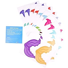 FEPITO Mermaid Party Supplies Pin The Tail on The Mermaid Party Game with 24Pcs Tail Stickers for Kids Birthday Party