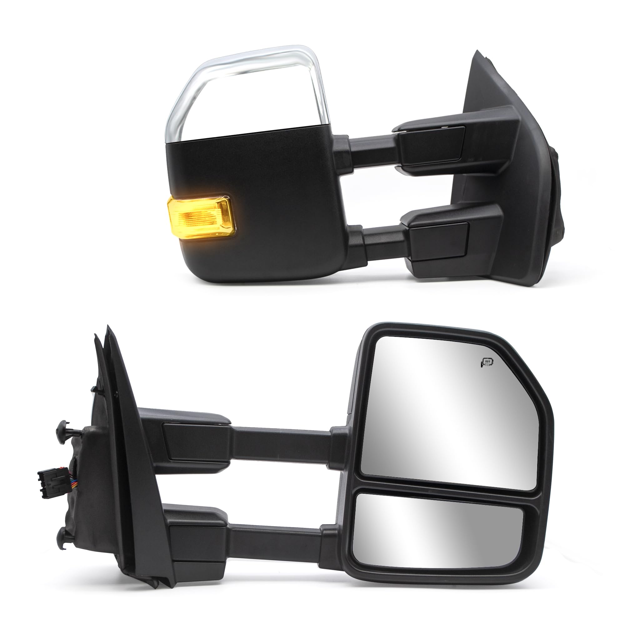 NEYASU Towing Mirrors fit for 2017 2018 2019 2020 Ford F250 F350 F450 F550 Super Duty Power Glass Heated Defrost Turn Signal Light Temperature Sensor