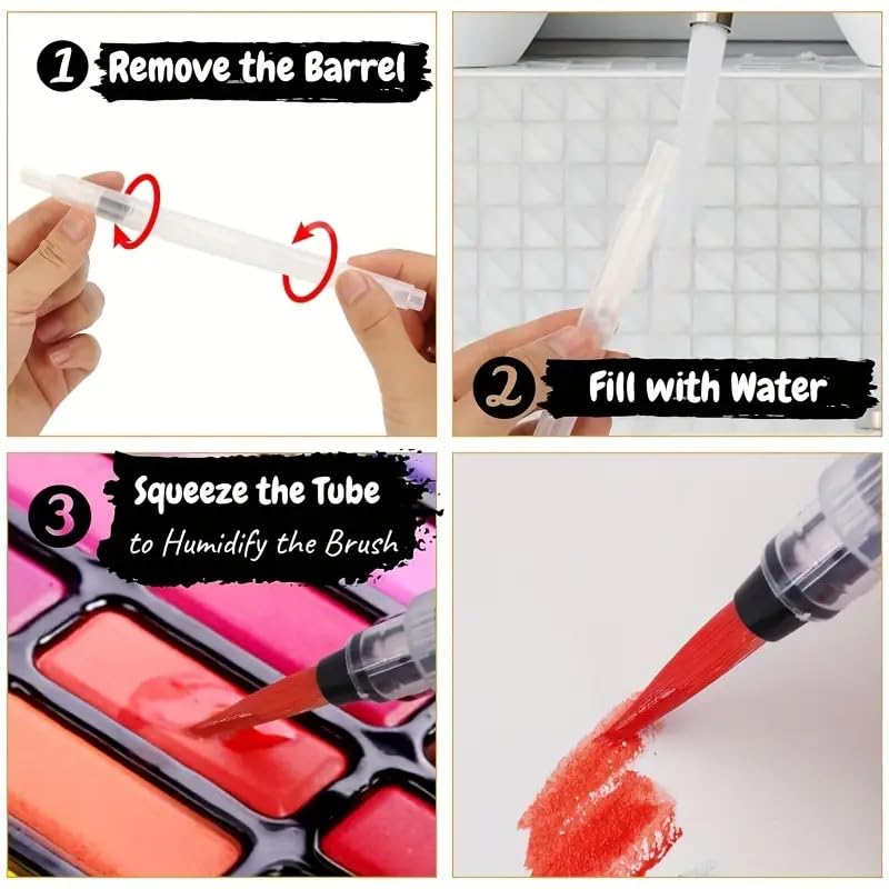 VIVITO | Brush Pen Set| - Watercolor Brushes for Painting, Calligraphy, and Drawing- | 6 Pieces | 3 point tip brushes| and | 3 flat tip brushes | 4