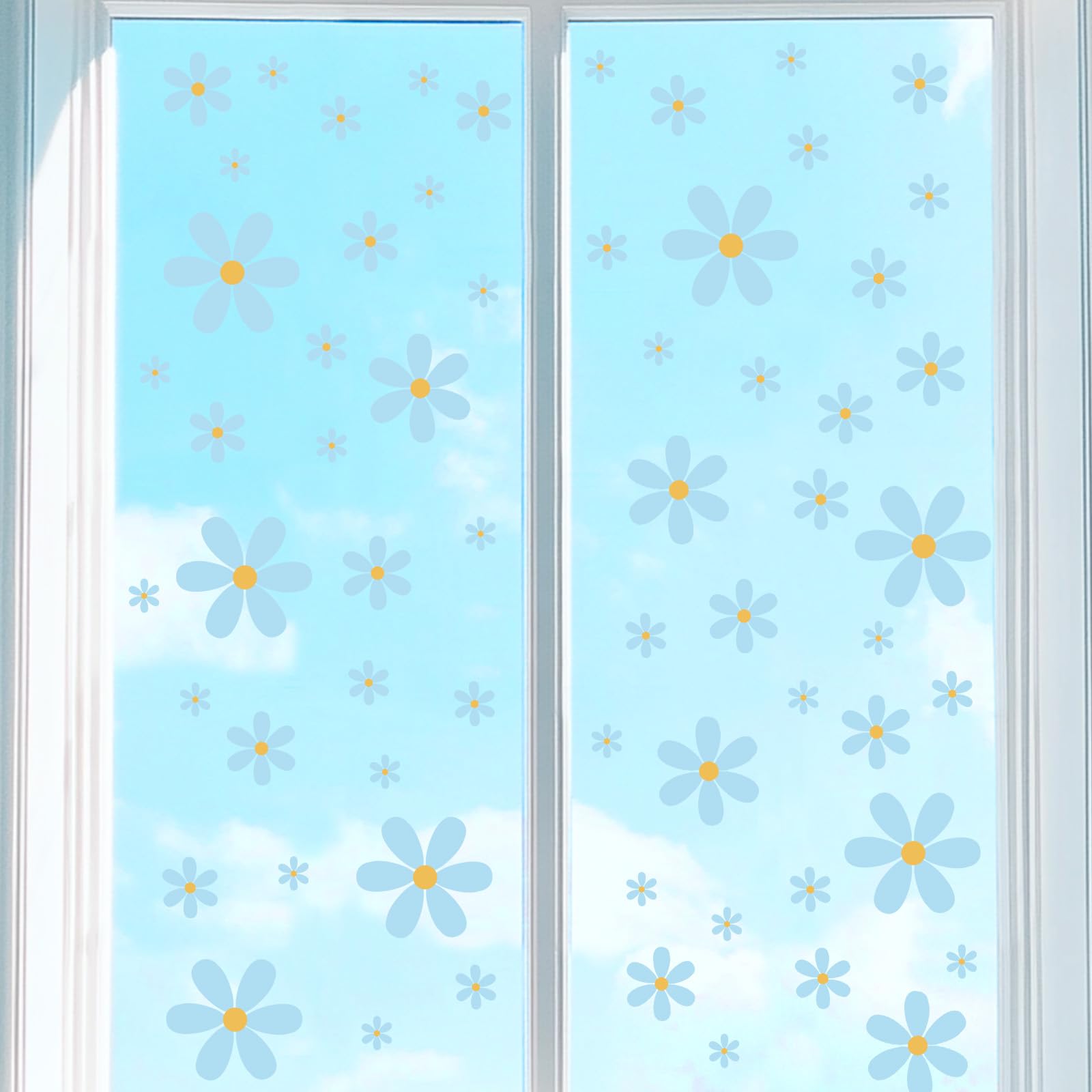 Muiltvoe 9 Sheets Daisies Window Stickers Wall Decals, PVC Peel and Stick Circles Decals Window Clings Graphic Decals Stickers for Bedroom Nursery Playroom Classroom Decors, Dark Pink