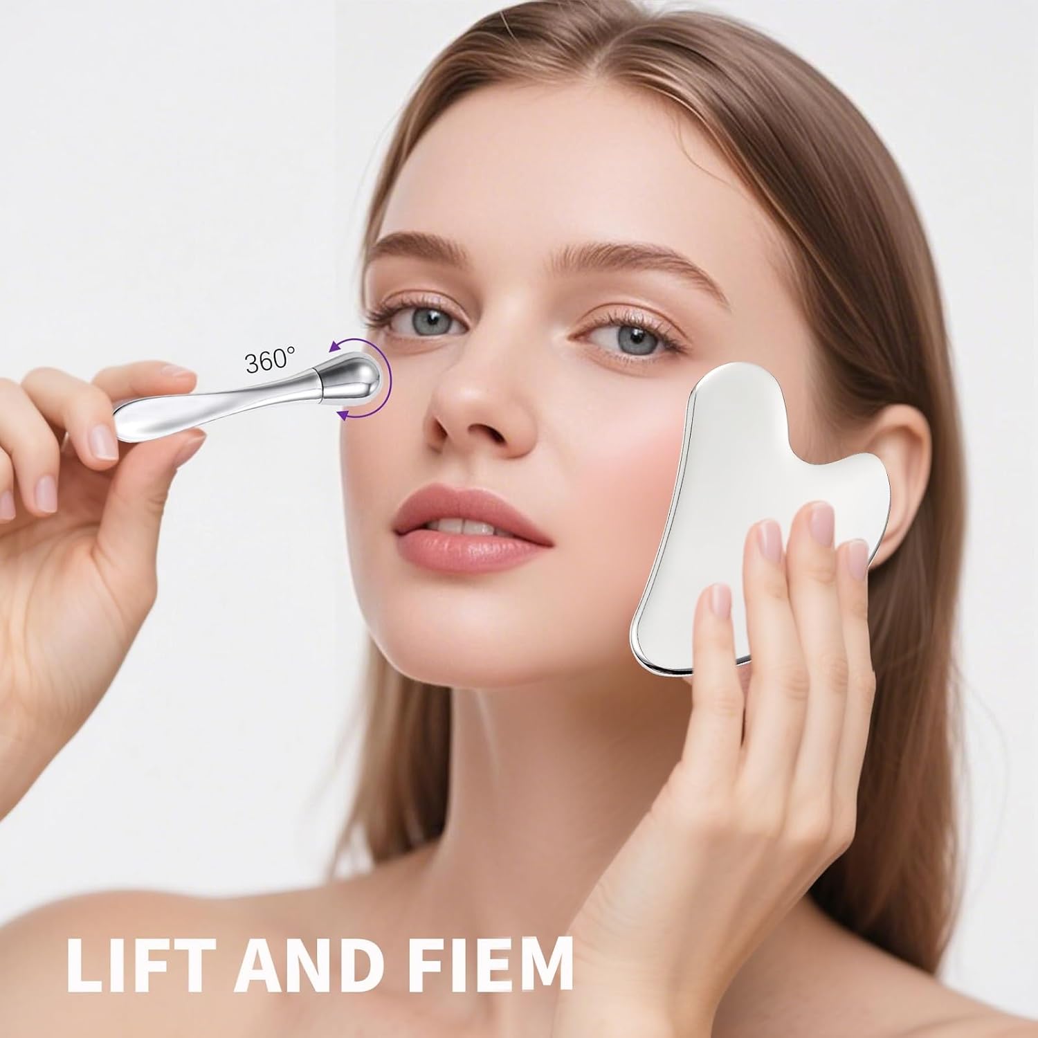 Stainless Steel GuaSha & Eye Cream Applicator Facial Tools, Metal Guasha for Face Neck, Eye Massager Tool, Lymphatic Drainage Face Massage Tool, Skin Care Gift - Image 8