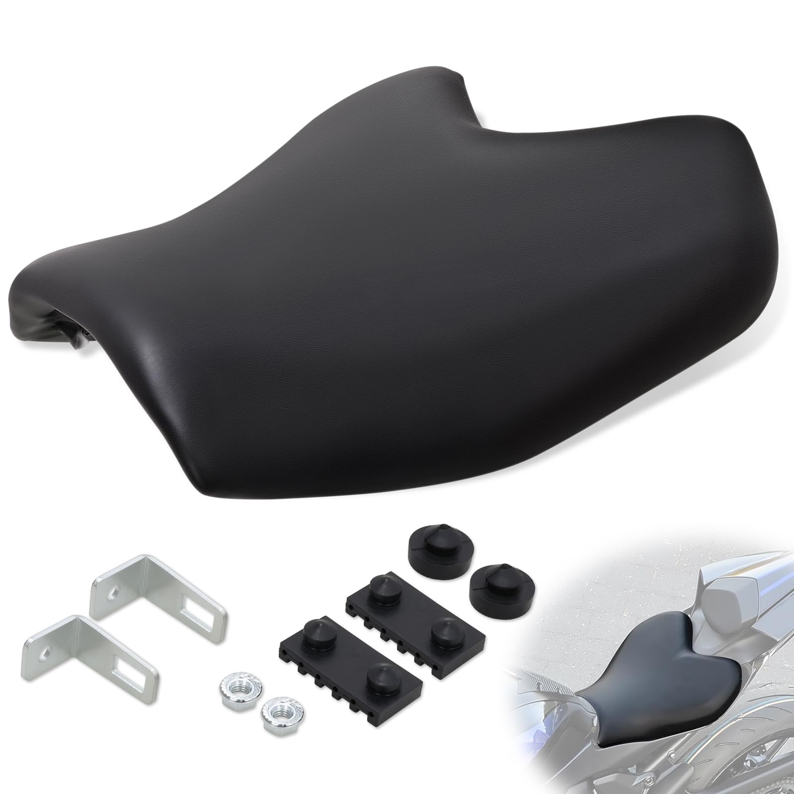 Coussin de siège conducteur avant moto pour Kawasaki Z1000 2007-2009 Z750 2007-2010, noir