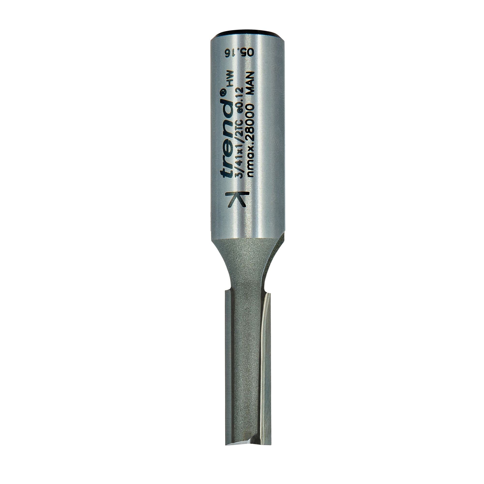 Trend Professionnel Fraise Droite Deux Flûtes, Queue 1/2 Pouce, Diamètre de Coupe 8mm, Longueur de Coupe 25mm, Plaquettes Carbure de Tungstène, 3/41X1/2TC