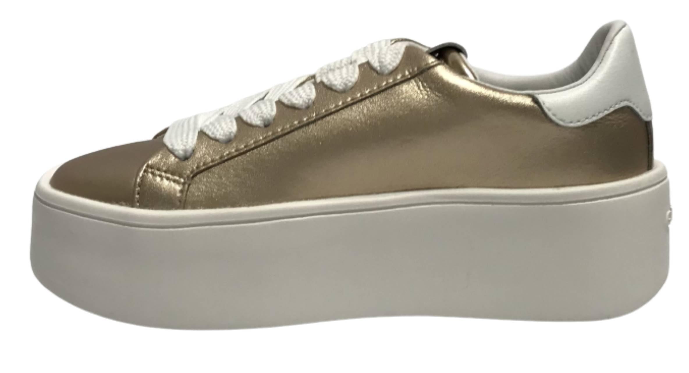 GUESS Scarpe Donna Sneaker Marilyn in Pelle Platino D24GU28 FL7MRLLEM12