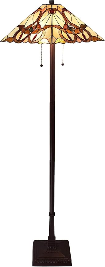Amora Tiffany Floor Lamp Torchiere - Geometric Jewel Floor Lamp - 63 Tall Floor Stained Glass Lamp - Tiffany Floor Lamps for Living Room