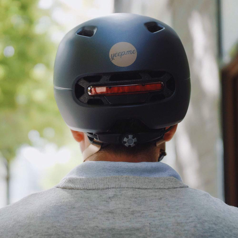 YEEP0011 Casco con luce stop per adulti, unisex, nero, L