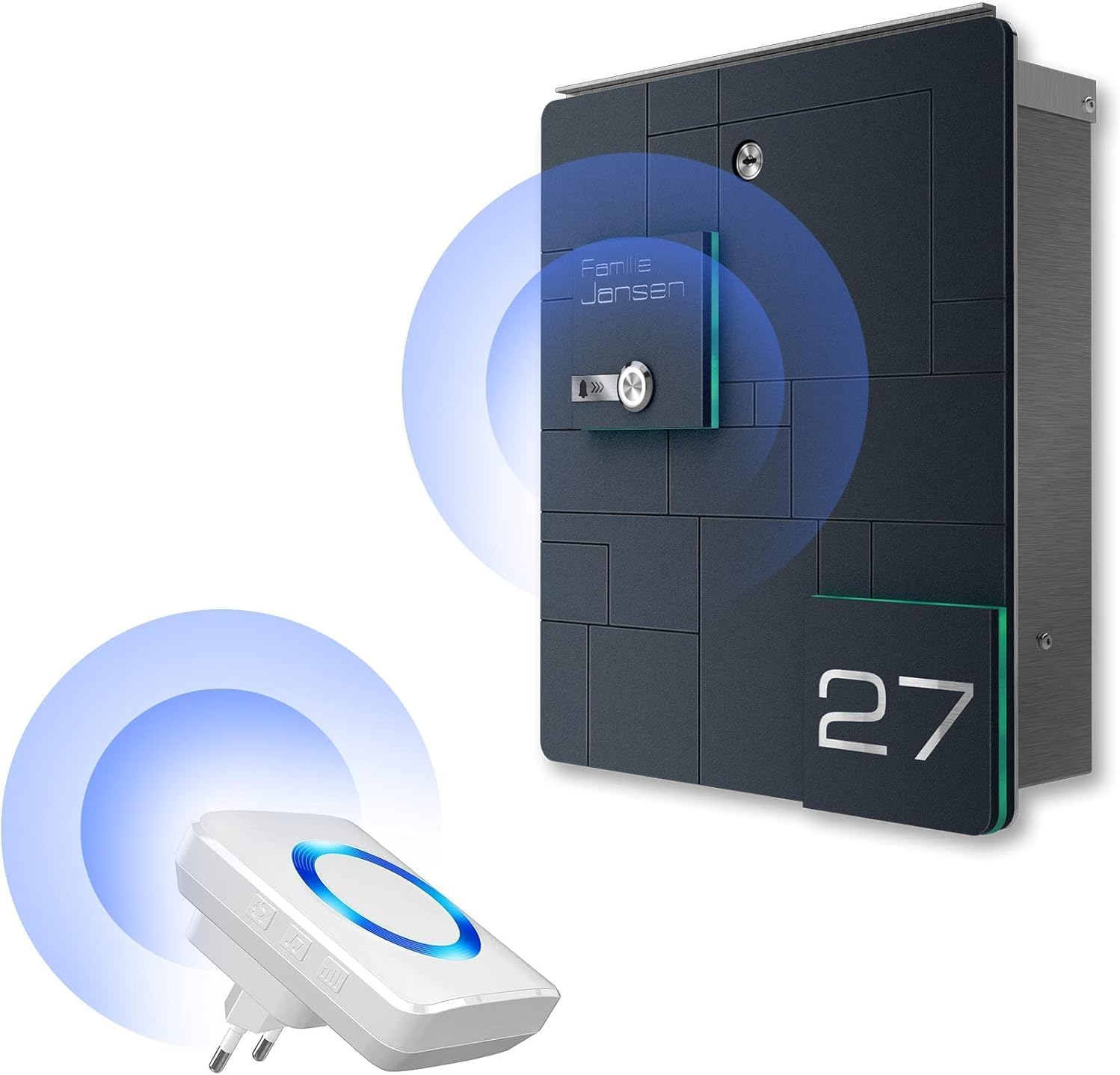 Briefkasten mit Klingel und Briefkasten Sprechanlage 2025 3 Metzler Edelstahl Briefkasten mit Funkklingel und Funkgong für die Steckdose