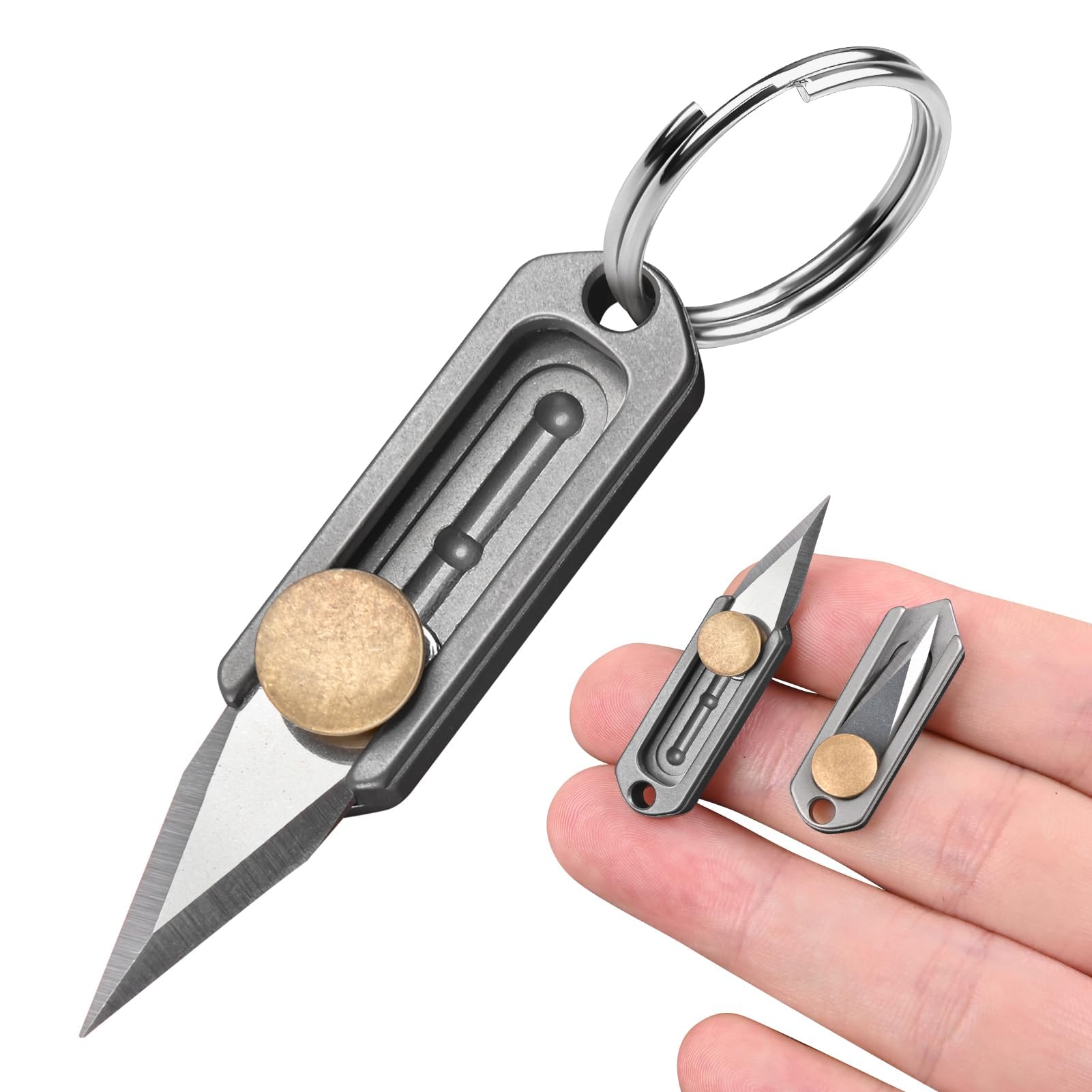 Excefore Compact Titanium Keychain Pocket Knife - EDC Utility Blade for Men | Small Size, Ultra Lightweight, Perfect Gadget Gift for Men, Dad, Everyday Carry