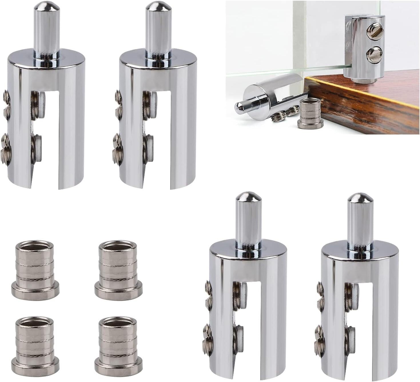 Jfgctyhxy One Color Glass Door Hinges, 4Pcs Frameless Glass Door Pivot Hinges Cabinet Clips For 3-5Mm Free-Swinging