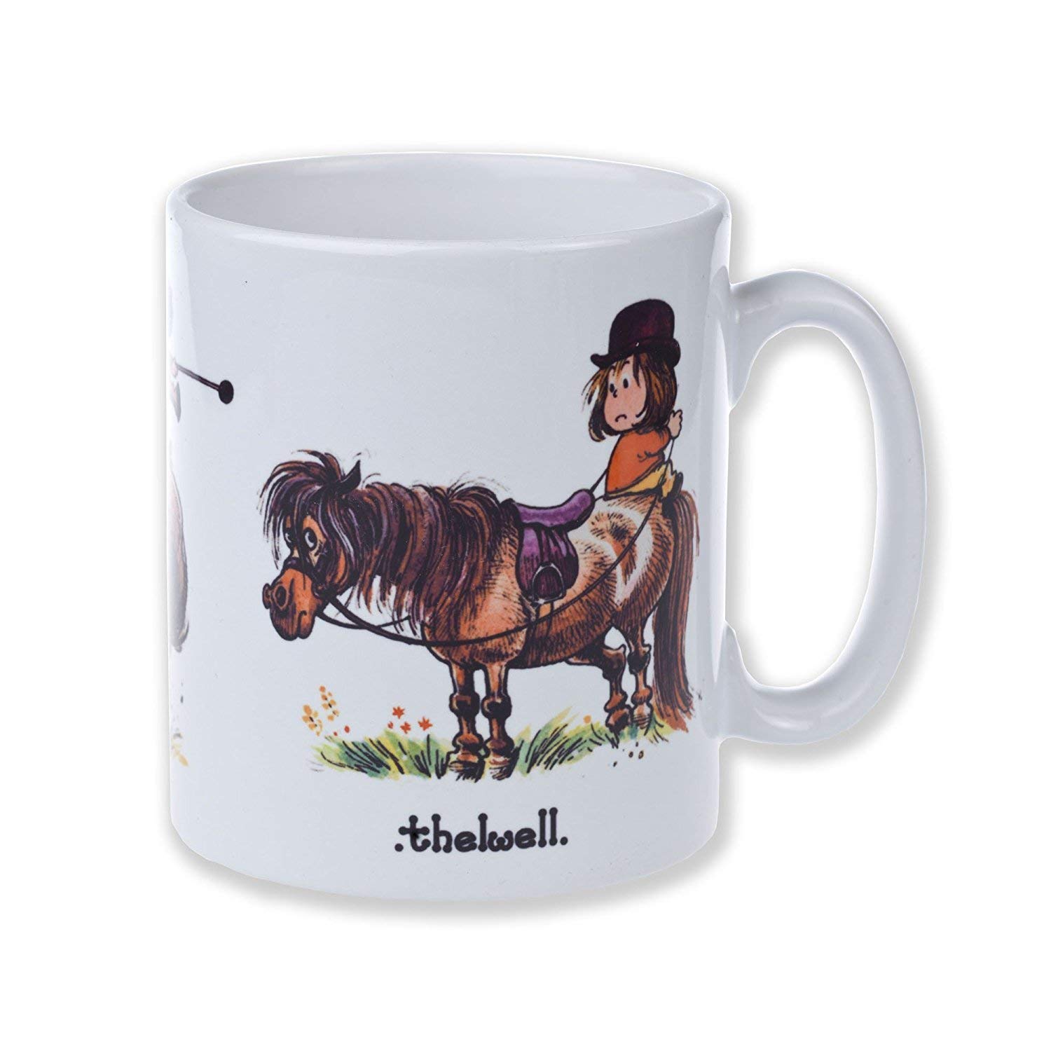 Thelwell White 1 X Ponies Mug Robust Earthenware Cambridge Style Mug, Featuring An Iconic Pony Cartoons By The Great Norman Horse Riding Gifts
