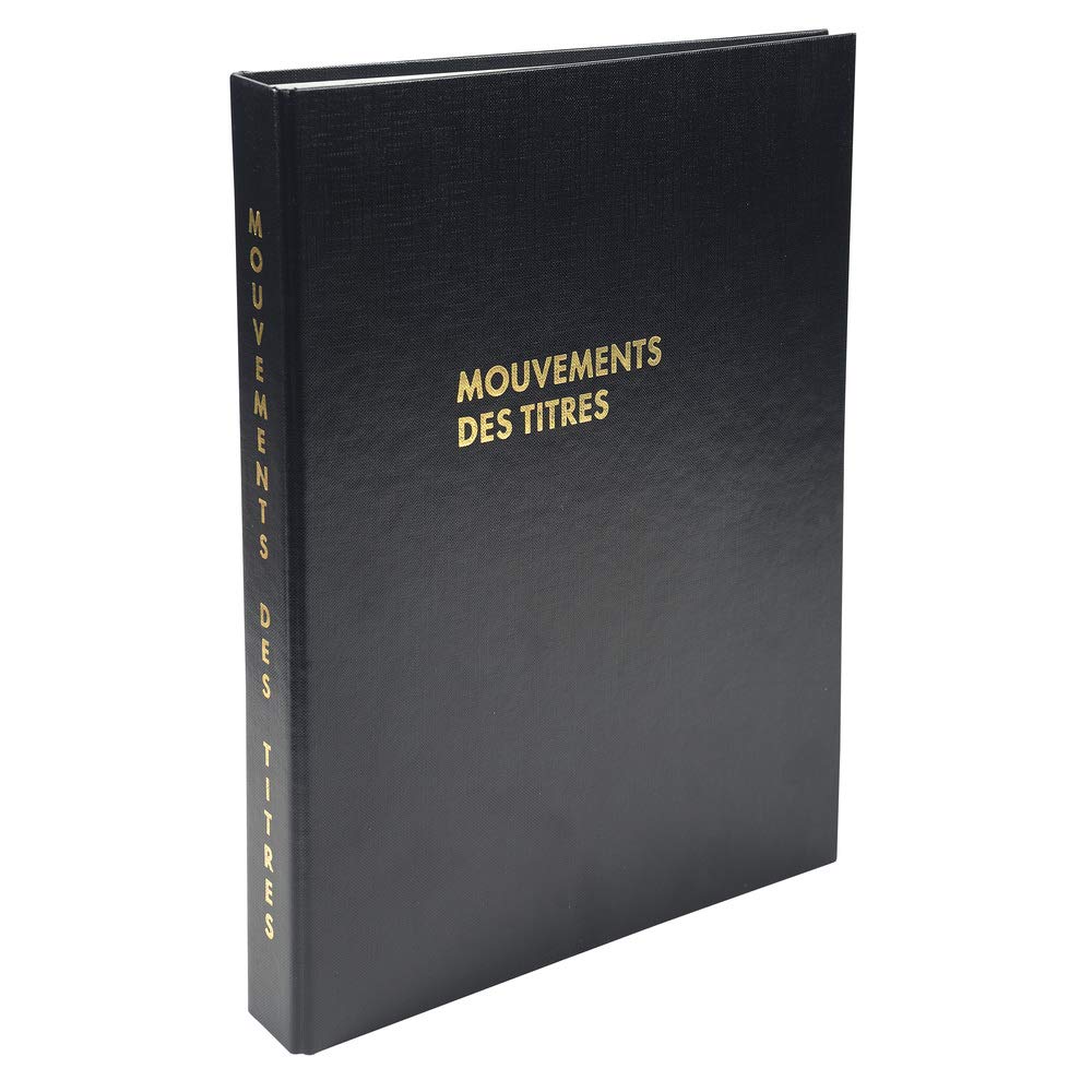 Exacompta - Réf. 591E - 1 classeur juridique noir MOUVEMENTS DE TITRES - livré avec recharge 50 feuilles imprimées "Mouvements des titres"+ 50 feuilles imprimées comptes individuels d'actionnaires